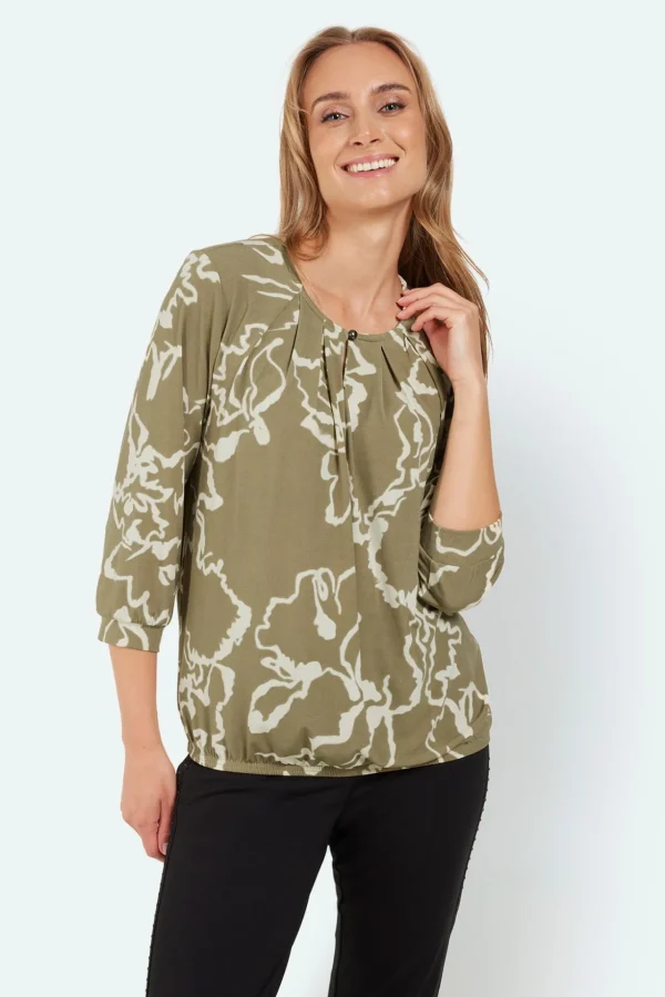 T-shirt - Khaki - 3/4 ærmer