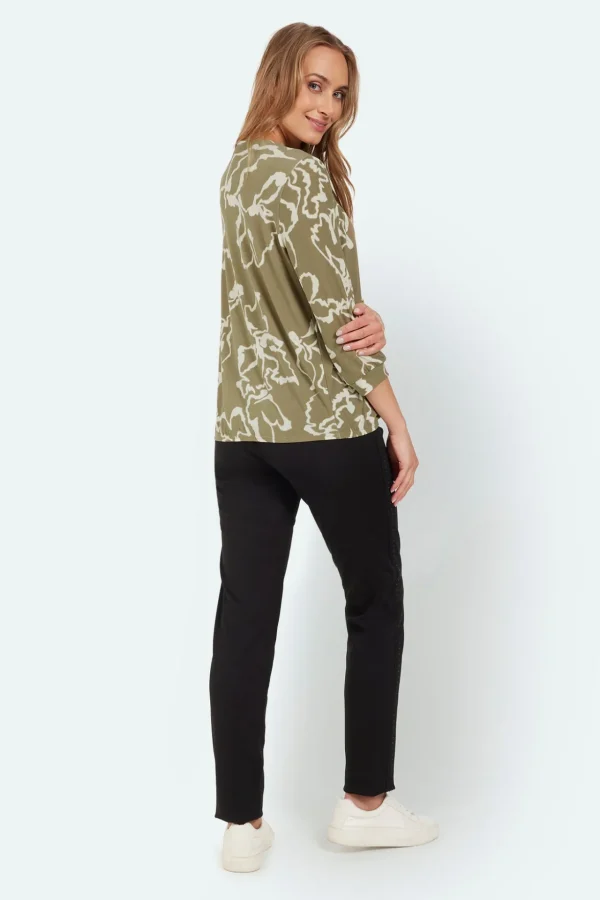 T-shirt - Khaki - 3/4 ærmer