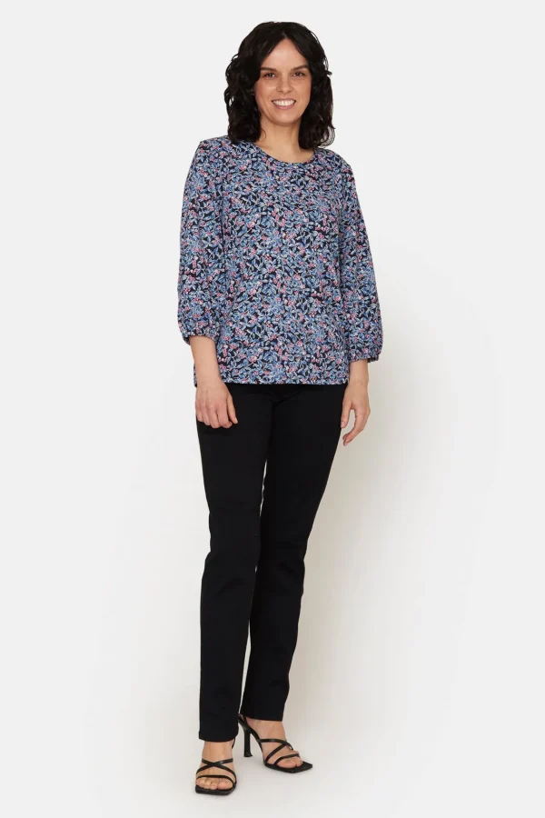 T-shirt 3/4 ærme - Navy Mix