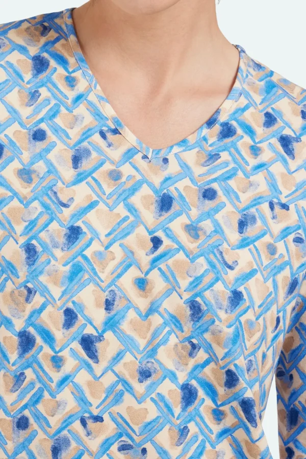 T-shirt 3/4 Ærmet - Lys blå Mix