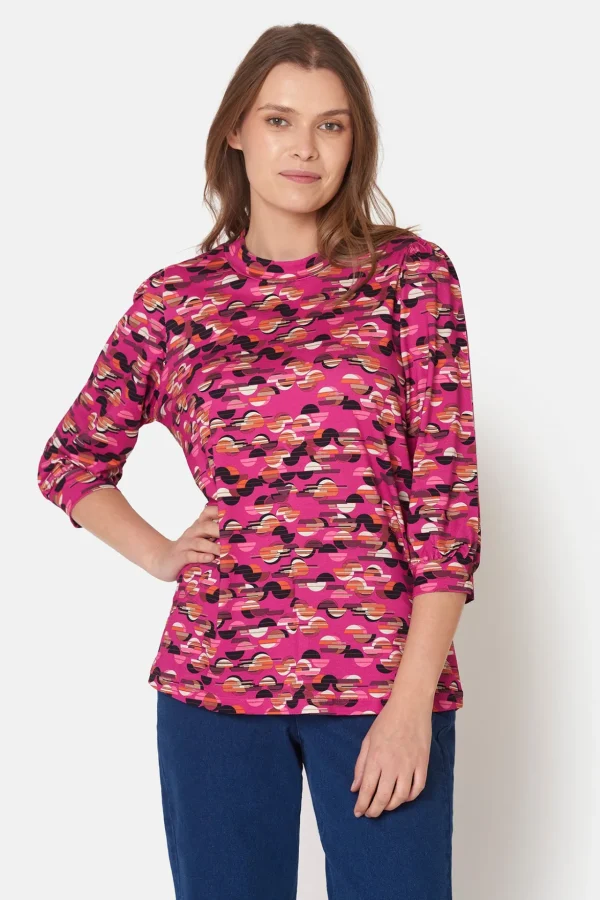 T-shirt Med 3/4 ærmer - Fuchsia Red