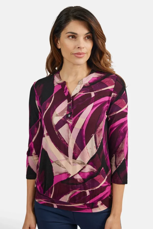 T-shirt Med 3/4 ærmer - Fuchsia Rød
