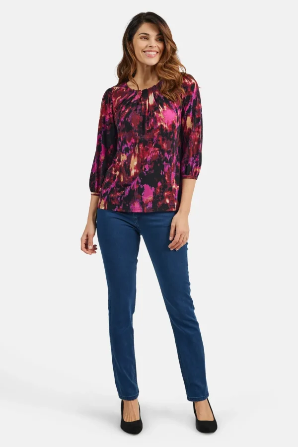 T-shirt Med 3/4 ærmer - Fuchsia Rød