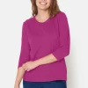 T-shirt Med 3/4 ærmer - Fuchsia Red