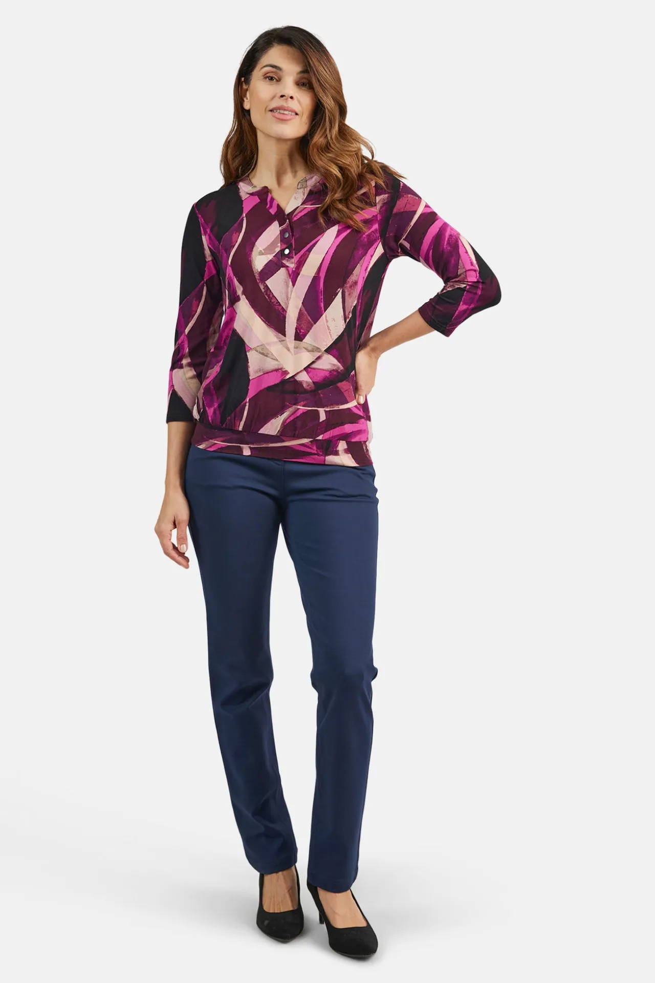 tshirt_med__rmer__fuchsia_1-3.webp T-shirt Med 3/4 ærmer - Fuchsia Rød
