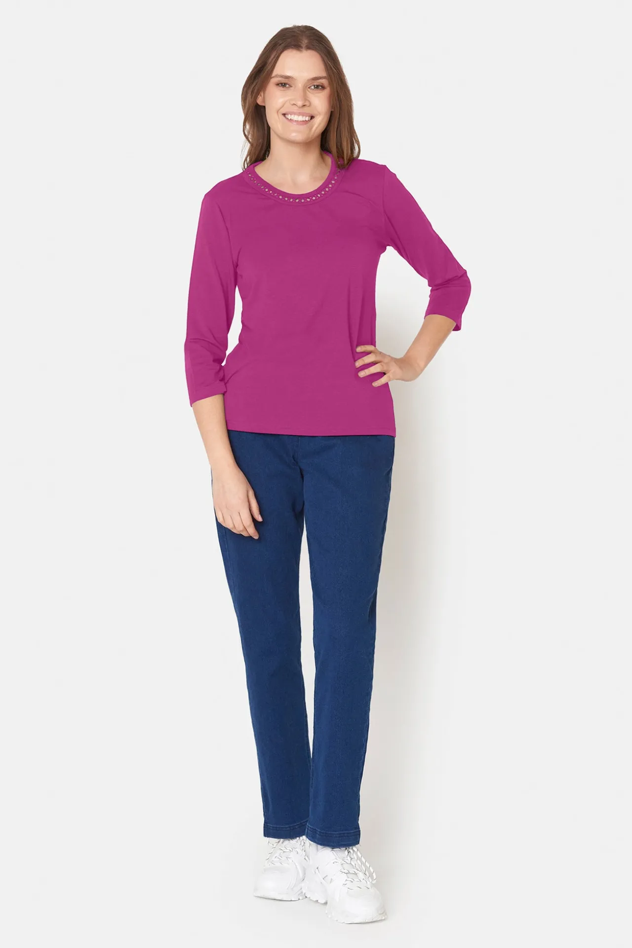 tshirt_med__rmer__fuchsia_3-4.webp T-shirt Med 3/4 ærmer - Fuchsia Red