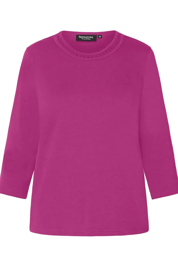 T-shirt Med 3/4 ærmer - Fuchsia Red
