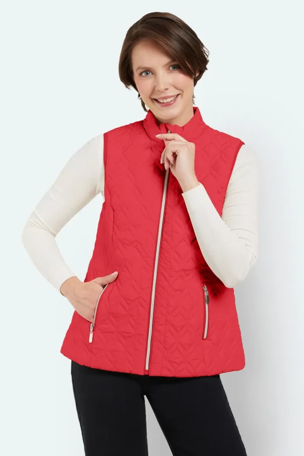 Vest - Neon Rød - Quiltet