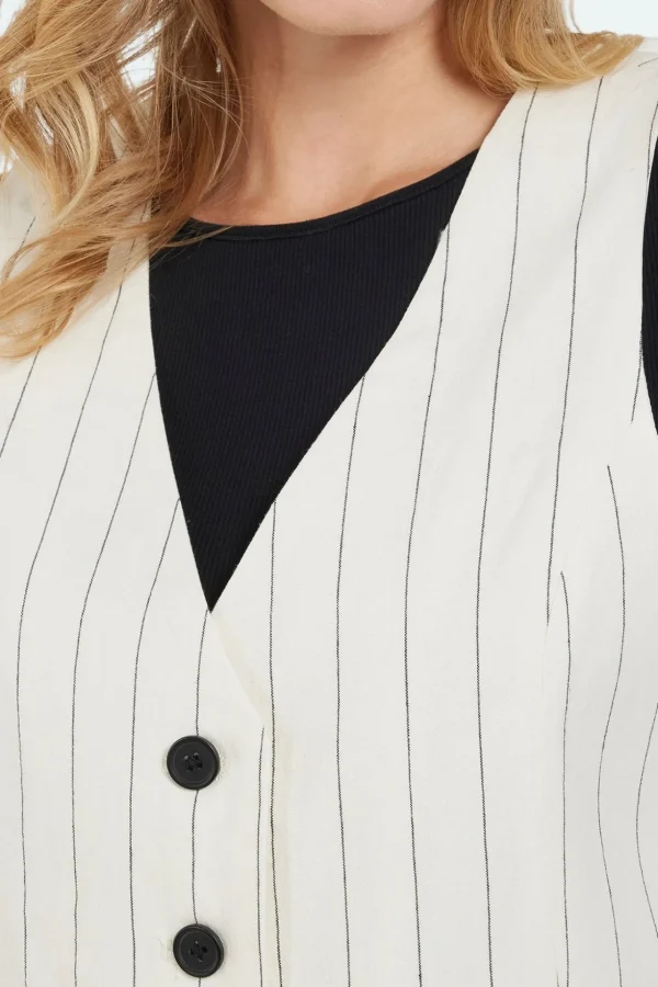 Vest - Råhvid - Stribet