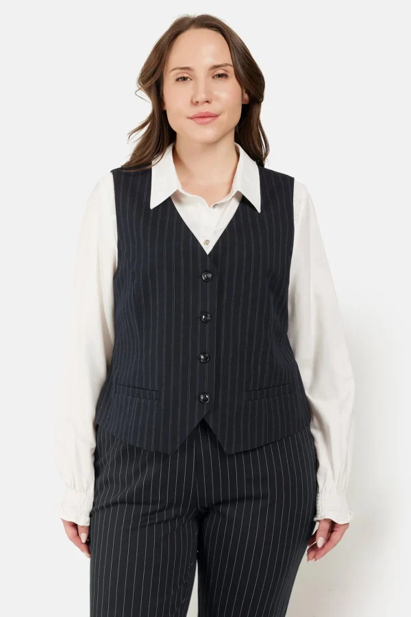 Vest - Sort Pinstripe