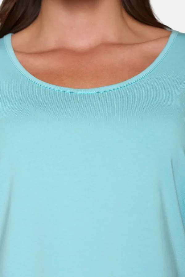 Basis T-shirt I A-facon Med Korte ærmer - Dusty Turquoise