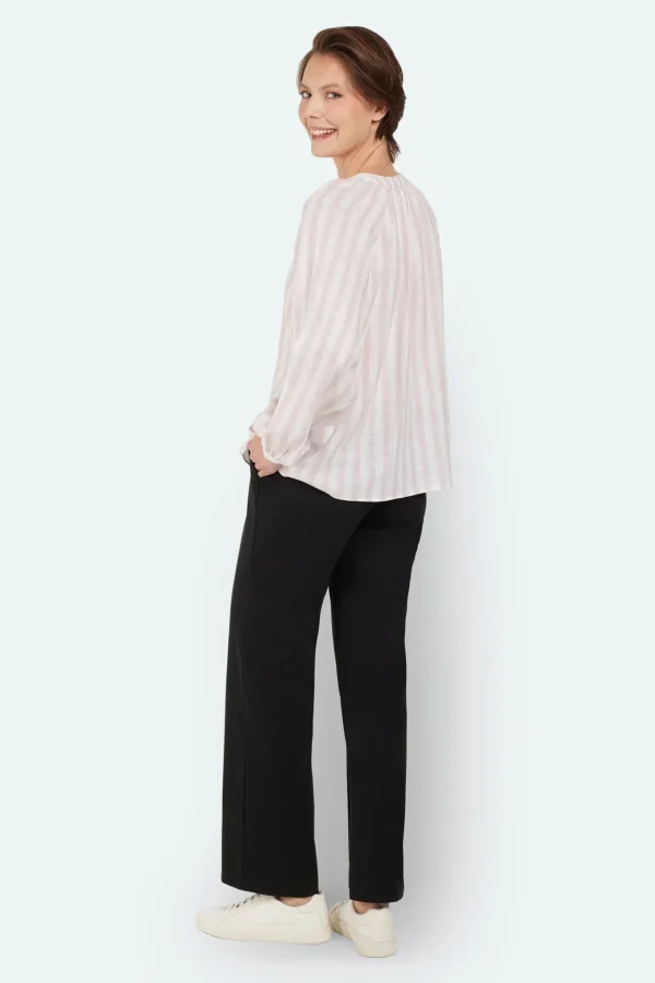 Bluse - Bleget Pink - Stribet