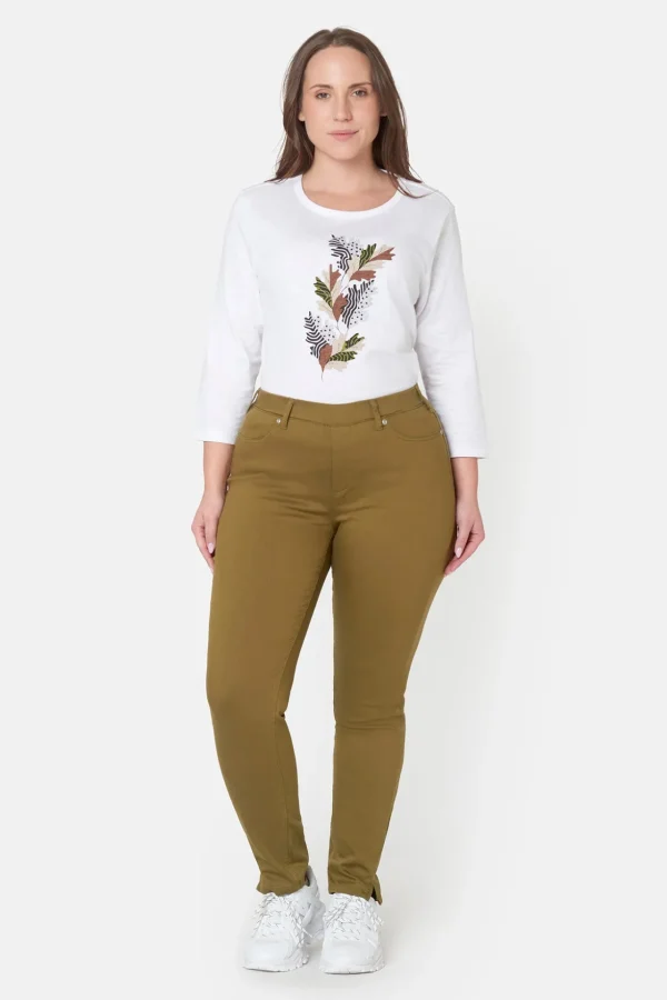 7/8 Bukser, Sofia, Slit Fit - Olive Branch