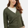 Cardigan V-hals - Olive Night Melange