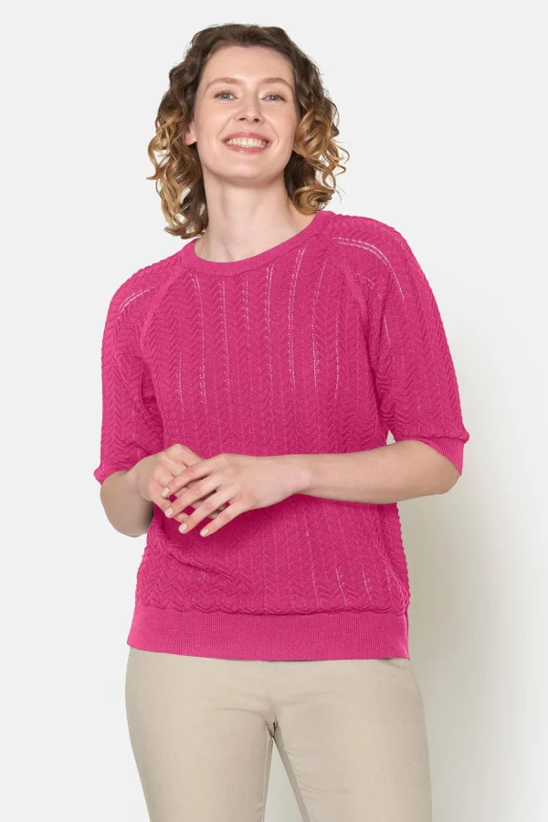 Kortærmet Strikpullover - Pink