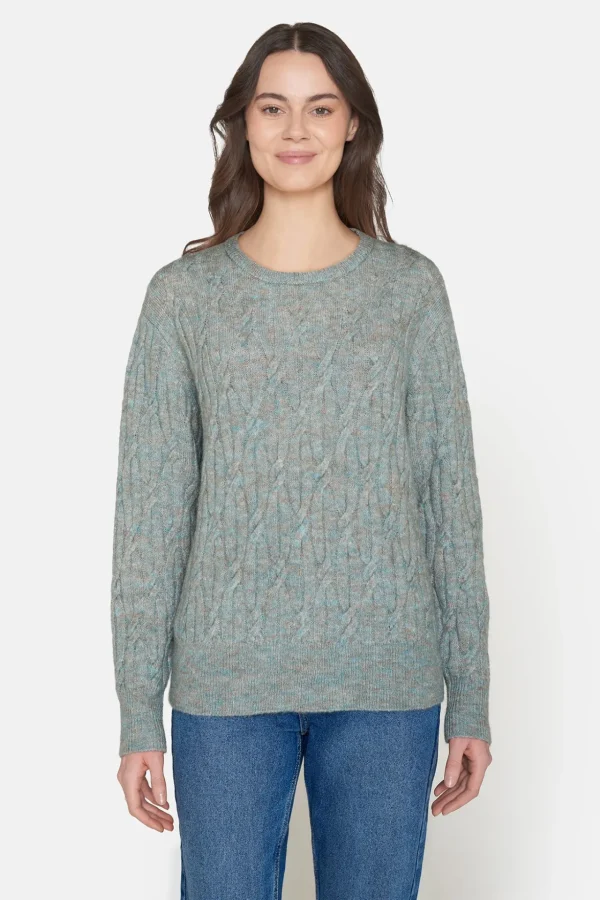 Pullover - Støvet Tyrkies