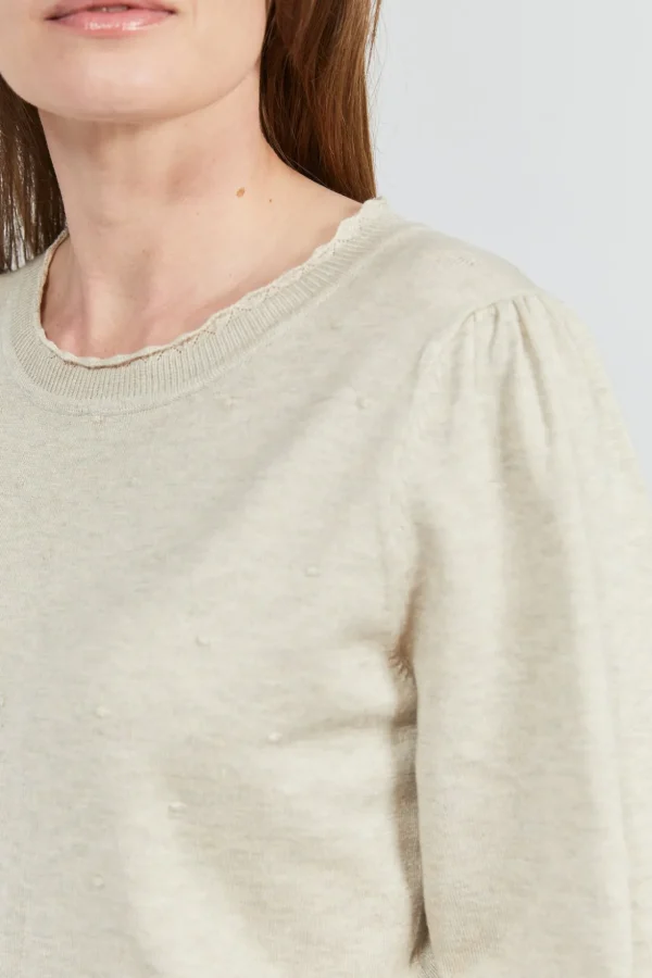 Pullover Med Pufærmer - Rainy Day Melange