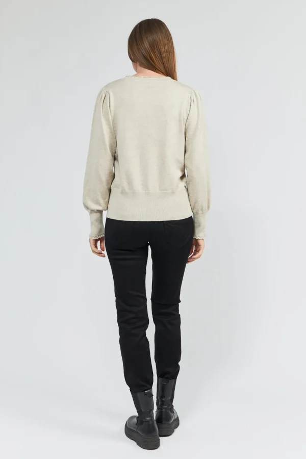 Pullover Med Pufærmer - Rainy Day Melange