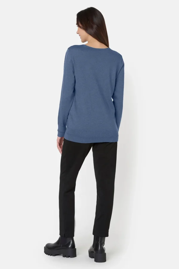 Pullover O-hals - Blue Horizon Melange