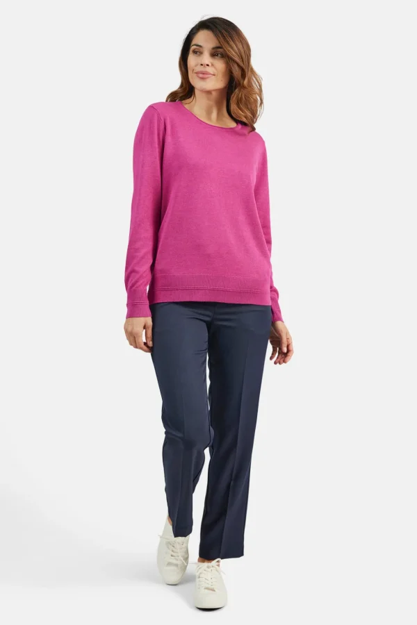 Pullover O-hals - Fuchsia Red Melange