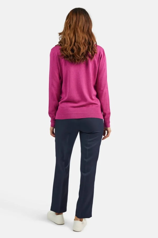 Pullover O-hals - Fuchsia Red Melange