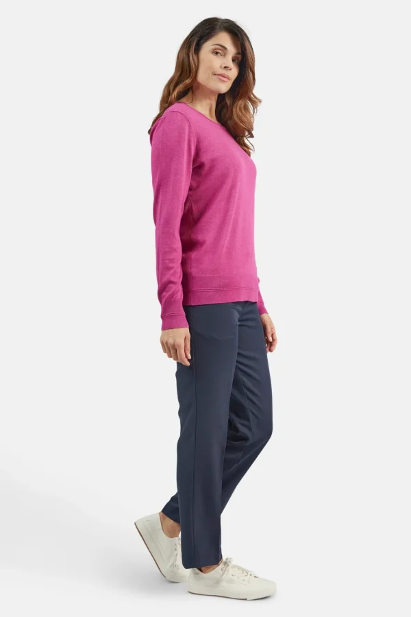 Pullover O-hals - Fuchsia Red Melange