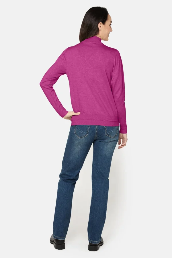 Pullover Rullekrave - Fuchsia Red Melange