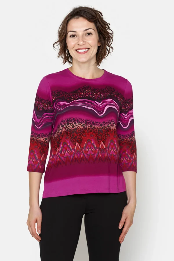 3/4 ærmet T-shirt - Fuchsia Pink
