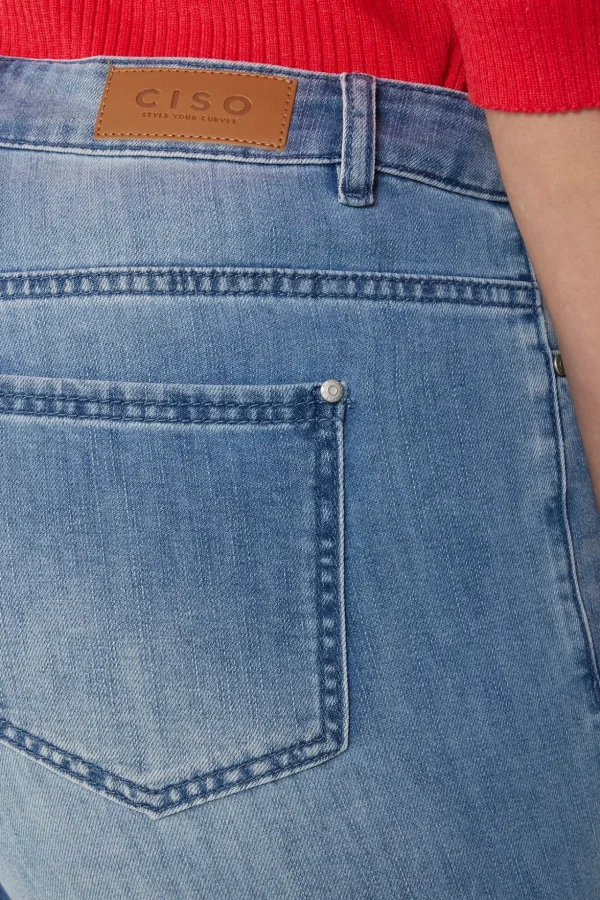 Selma Straight Ben 7/8 Jeans - Vasket Blå Denim