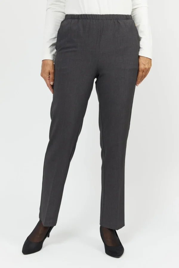 Sofie Bukser Med Elastikbånd I Taljen - Grey mel - Slim fit