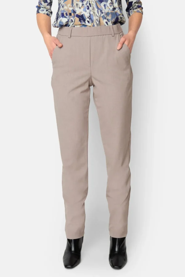 Sofie Bukser Med Elastikbånd I Taljen - Sand - Slim fit