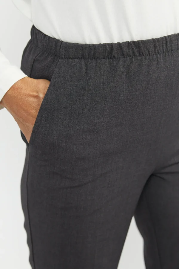 Sofie Bukser Med Elastikbånd I Taljen - Grey mel - Slim fit