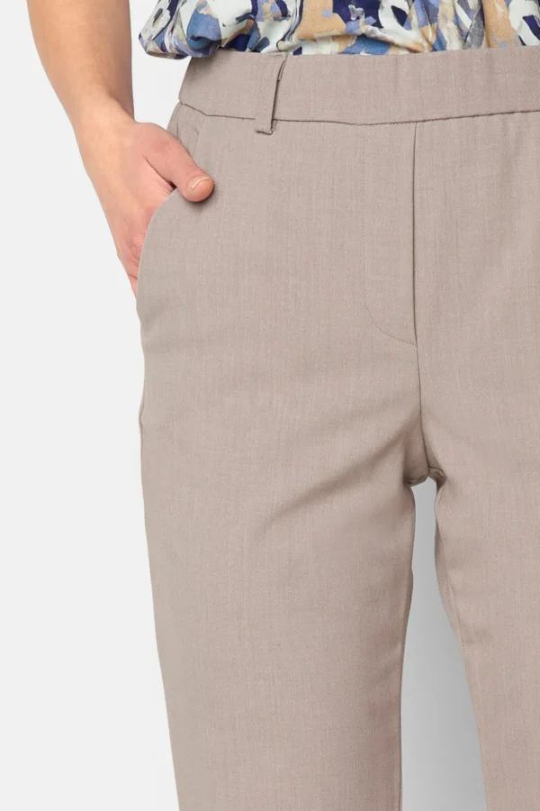Sofie Bukser Med Elastikbånd I Taljen - Sand - Slim fit
