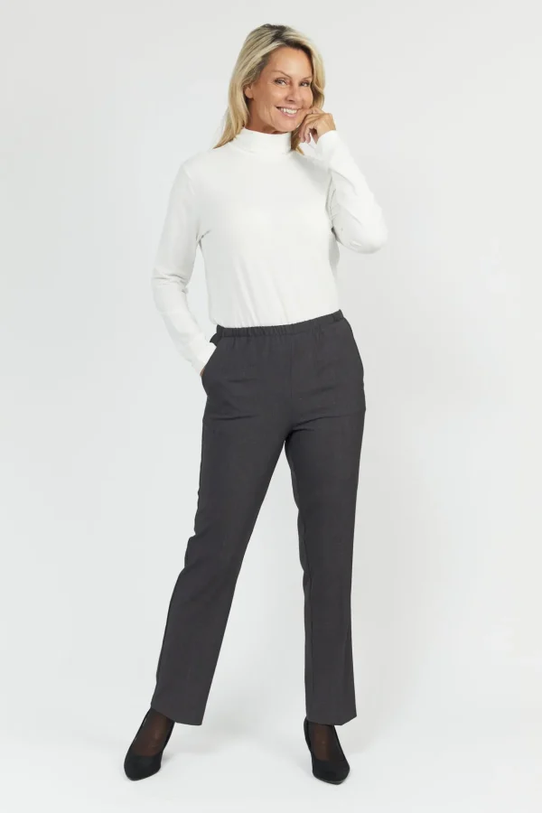 Sofie Bukser Med Elastikbånd I Taljen - Grey mel - Slim fit