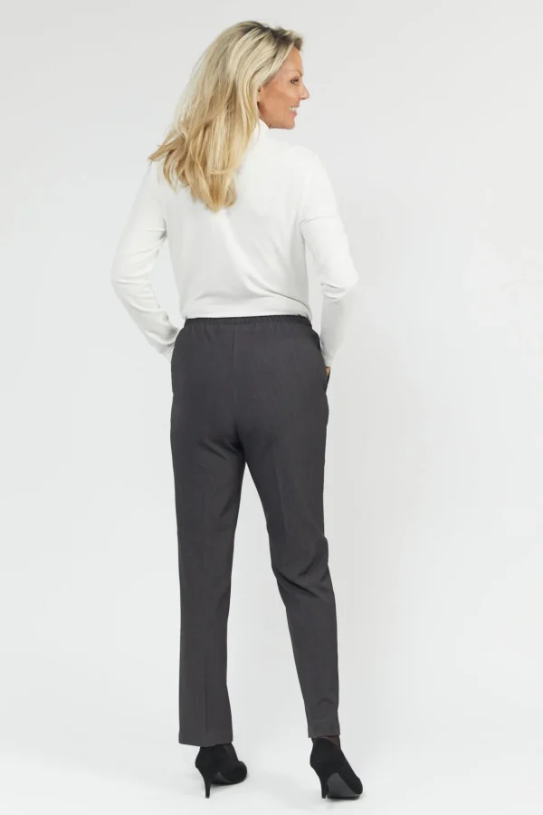 Sofie Bukser Med Elastikbånd I Taljen - Grey mel - Slim fit
