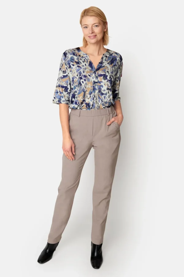 Sofie Bukser Med Elastikbånd I Taljen - Sand - Slim fit