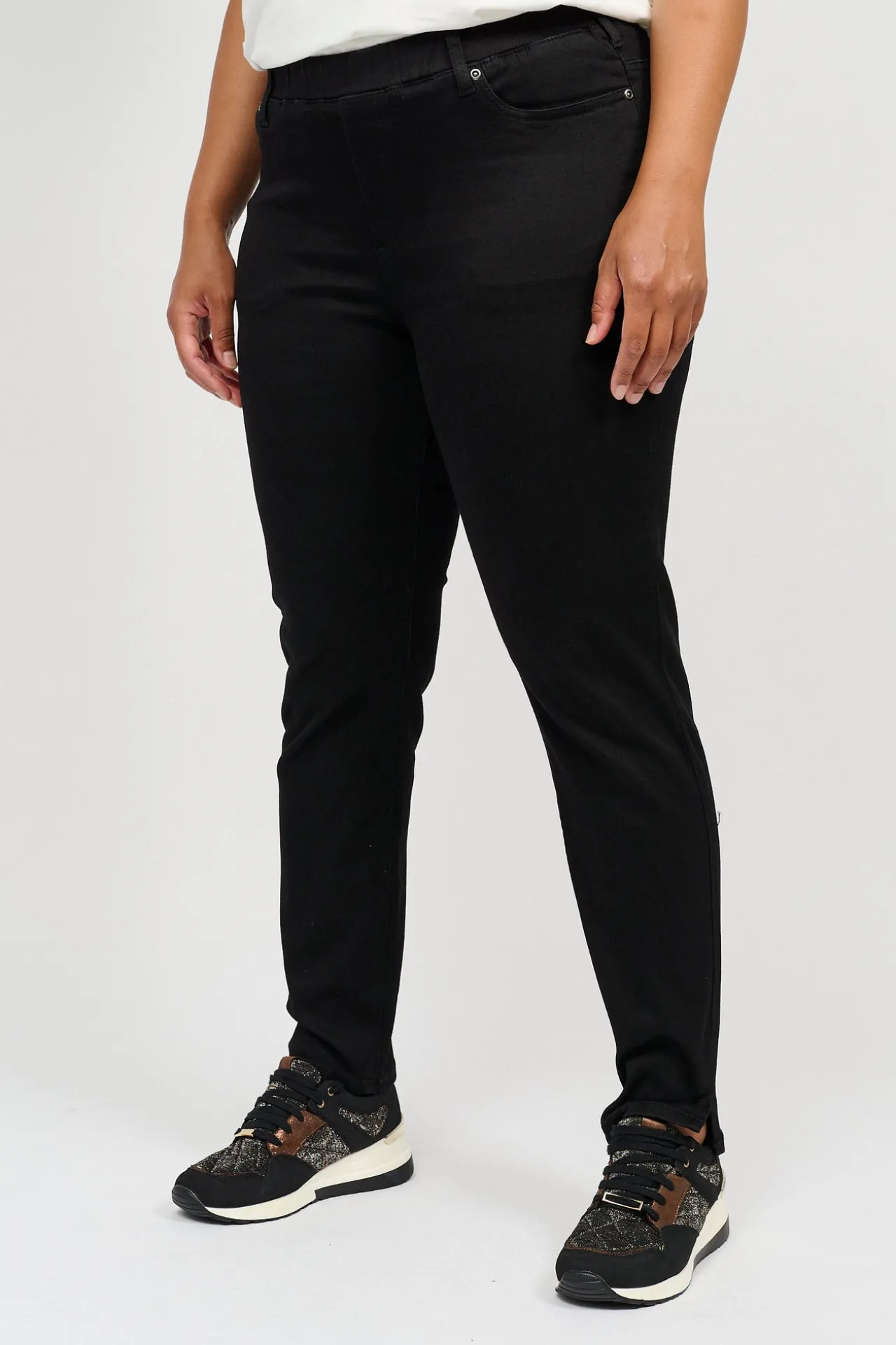 stretch_denim_bukser_med_0-2.webp 7/8 Stretch Denim Bukser Med Elastisk Linning - Black