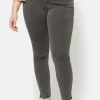 7/8 Stretch Denim Bukser Med Elastisk Linning - Grey denim