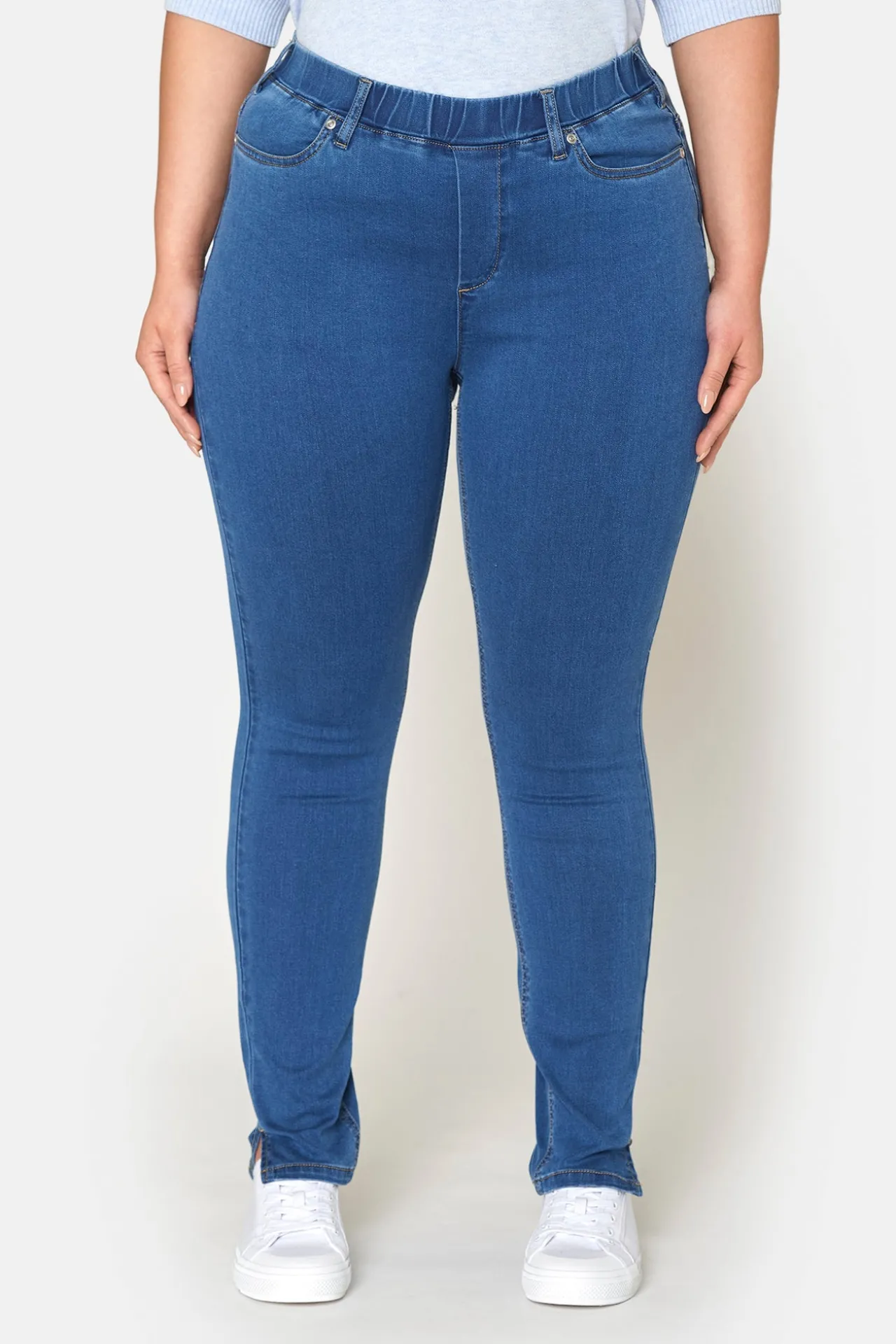 stretch_denim_bukser_med_0-5.webp 7/8 Stretch Denim Bukser Med Elastisk Linning - Medium Blue Denim