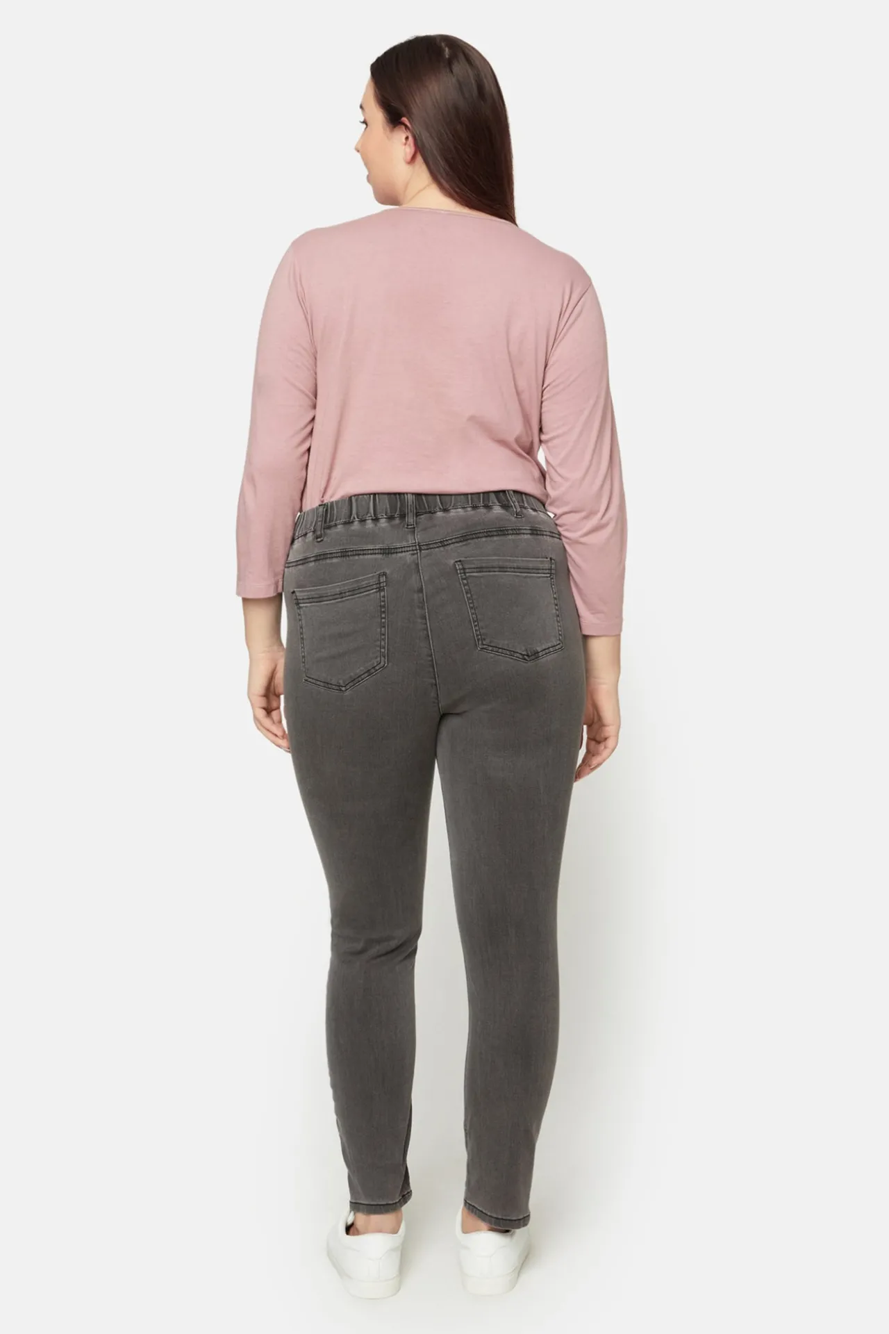 stretch_denim_bukser_med_1-4.webp 7/8 Stretch Denim Bukser Med Elastisk Linning - Grey denim