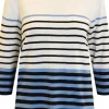 Stribet T-shirt Med 3/4 ærmer - Sky Blue
