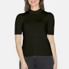 Strik pullover - Turtleneck krave og kort ærmer - Sort