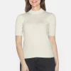 Strik pullover - Turtleneck krave og kort ærmer - Off White