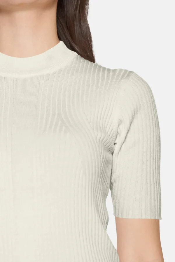 Strik pullover - Turtleneck krave og kort ærmer - Off White