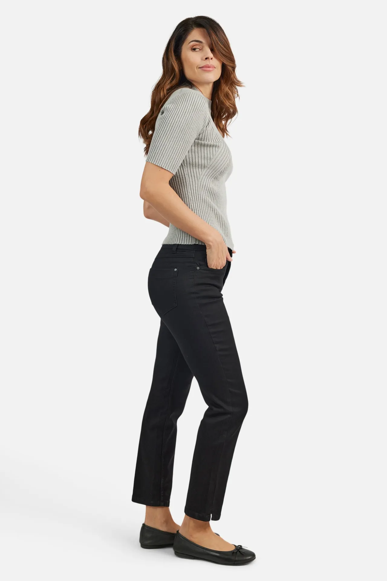 strik_pullover__turtlenec_3-2.webp Strik pullover - Turtleneck krave og kort ærmer - Lys grå Melange