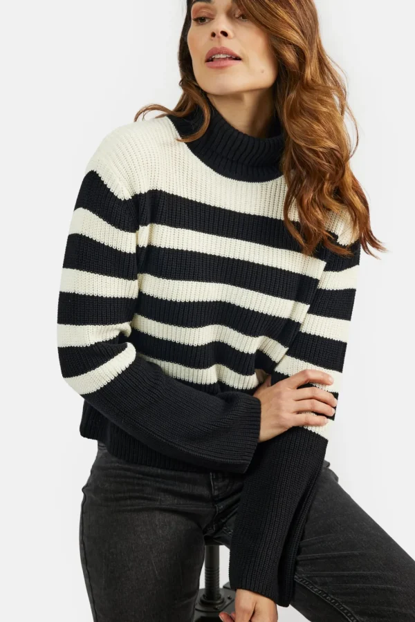 Strik pullover med rullekrave - Sort
