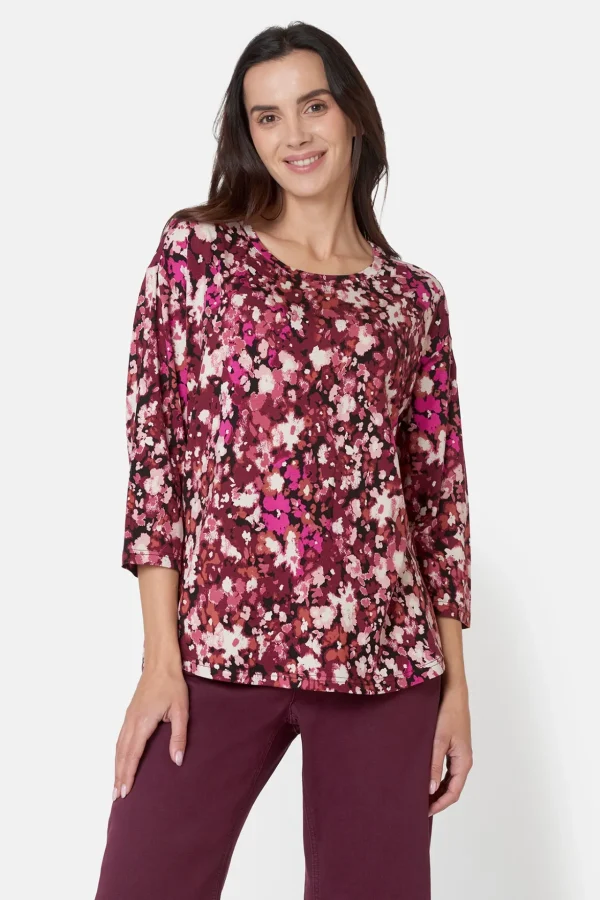 T-shirt 3/4 ærme - Fuchsia Red Mix