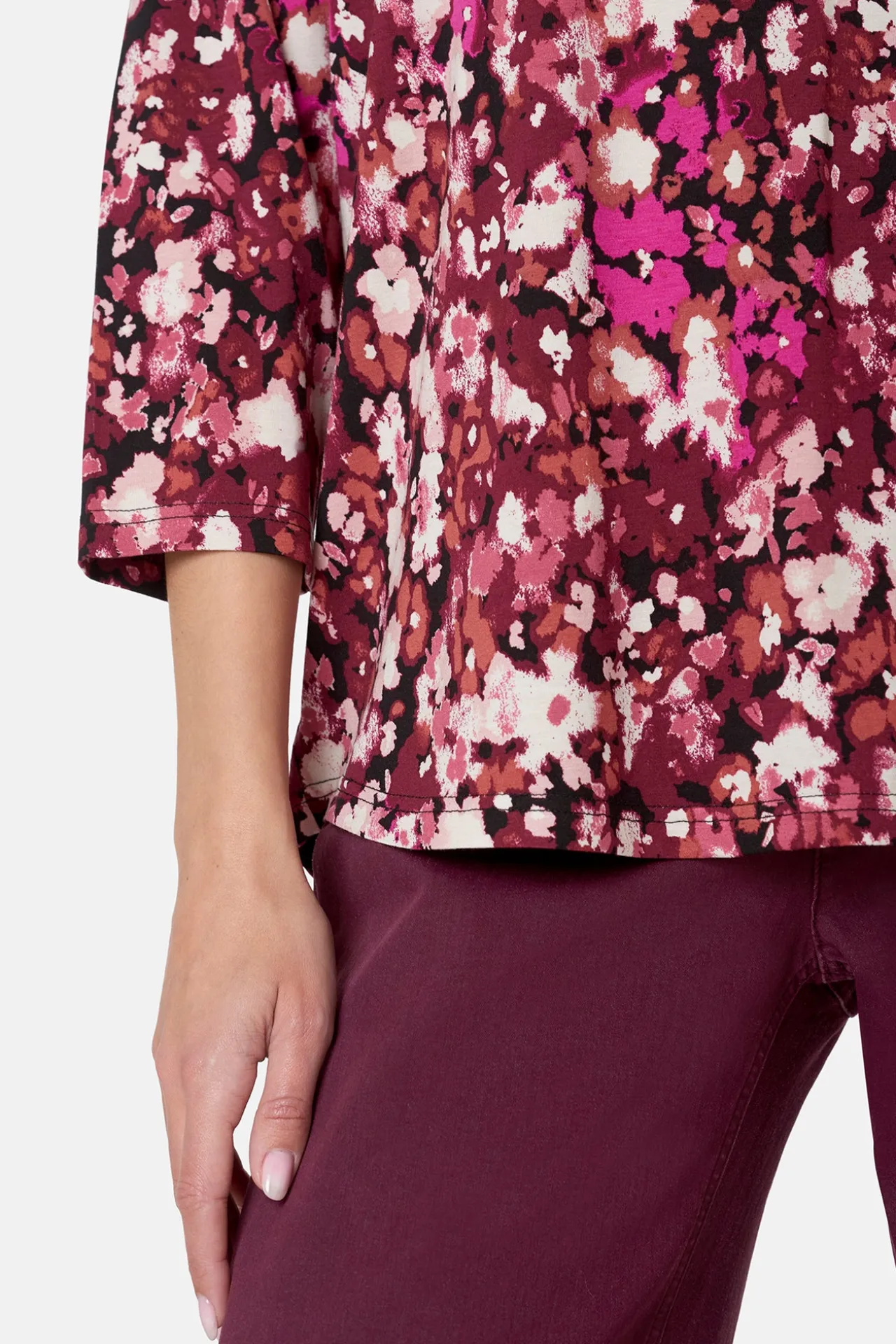 tshirt__rme__fuchsia_red__2.webp T-shirt 3/4 ærme - Fuchsia Red Mix
