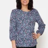 T-shirt 3/4 ærme - Navy Mix
