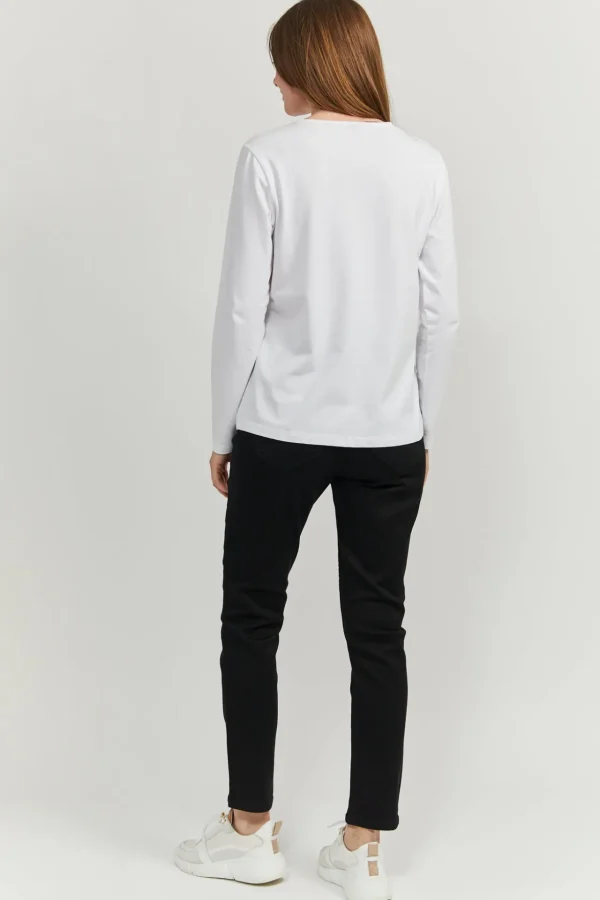 T-shirt Langærmet - Hvid
